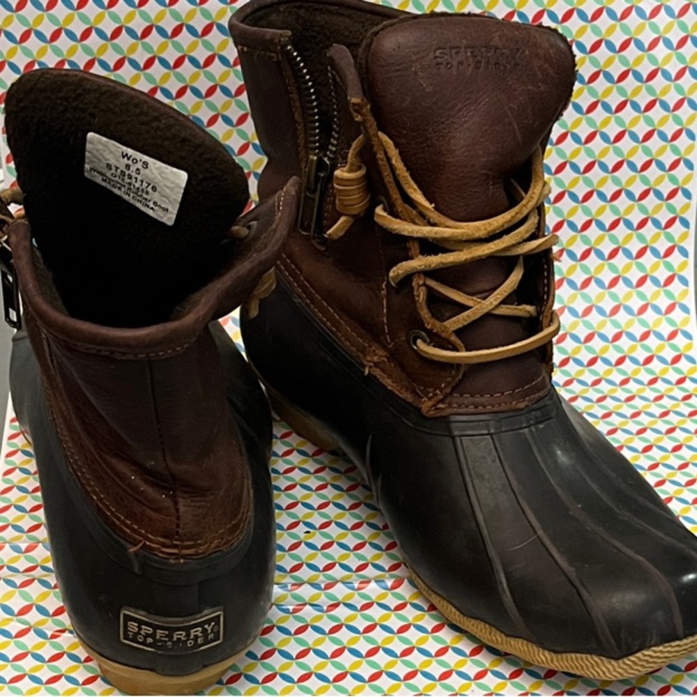 Sperry Brown and Black Duck Boots - Picture 6 of 12